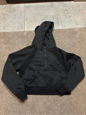 Cropped Black Half-Zip Hoodie